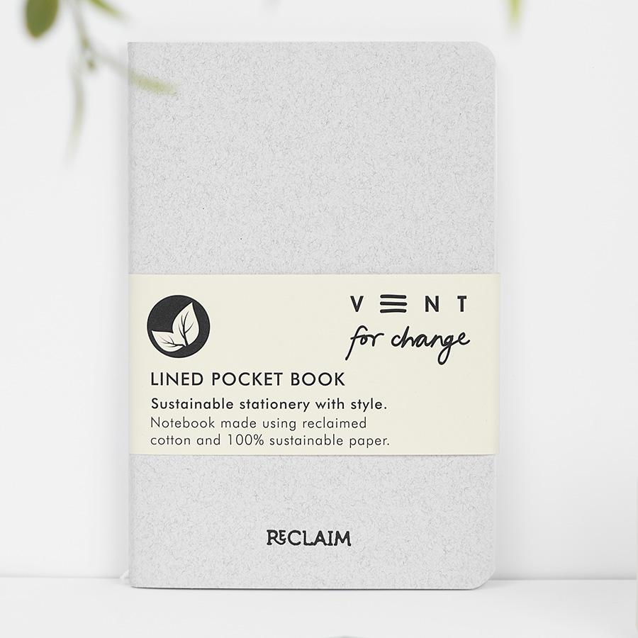 VENT for Change Reclaimed Lined A6 Pocket Book - White Cotton - 64 pages