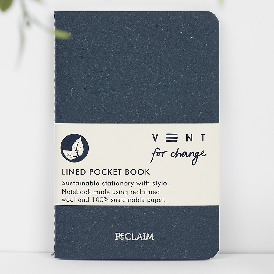 VENT for Change Reclaimed Lined A6 Pocket Book - Blue Wool - 64 pages
