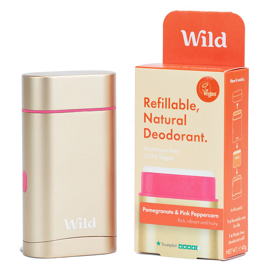 Wild Gold Case and Pomegranate & Pink Peppercorn Deodorant Starter Pack - 40g