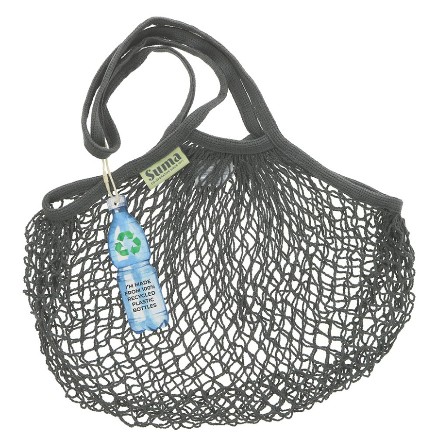 Suma Recycled Long Handled String Shopping Bag - Charcoal