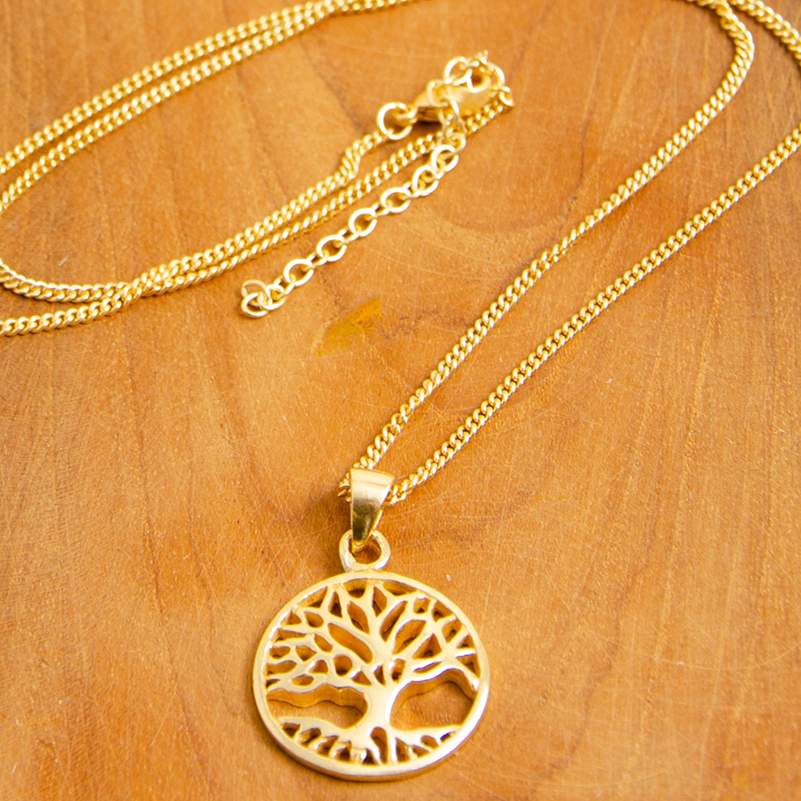 Fair Trade Gold Coloured Tree of Life Necklace