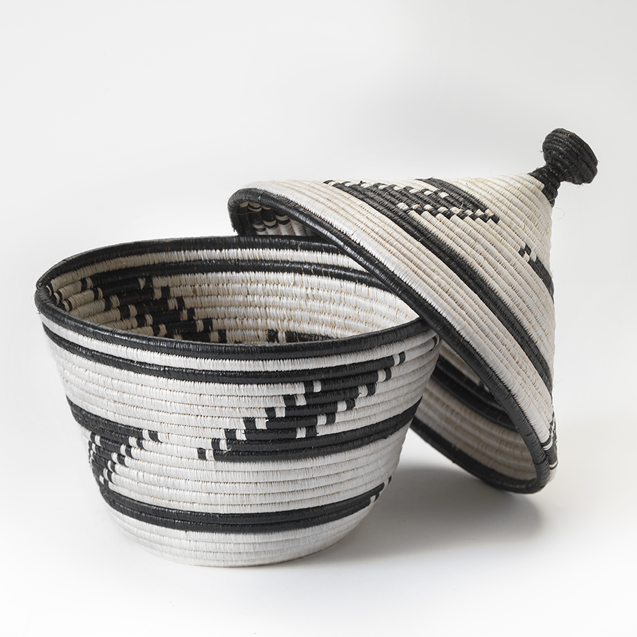 Woven Black & White Basket
