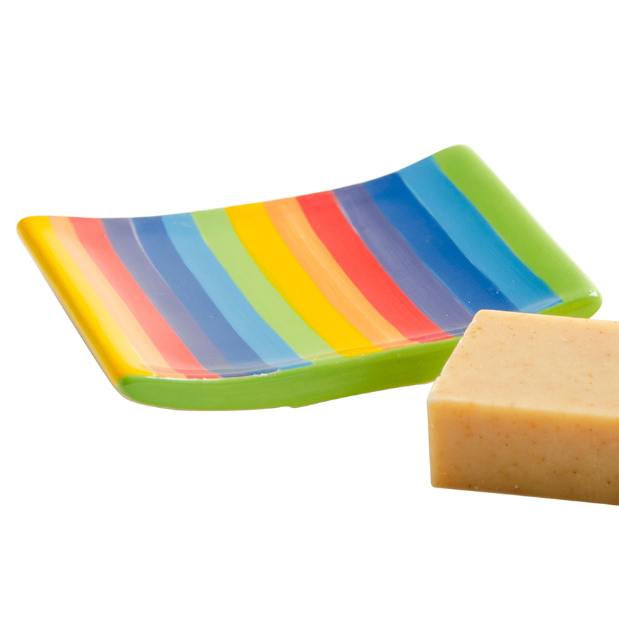 Handpainted Rainbow Stripe Soap Dish