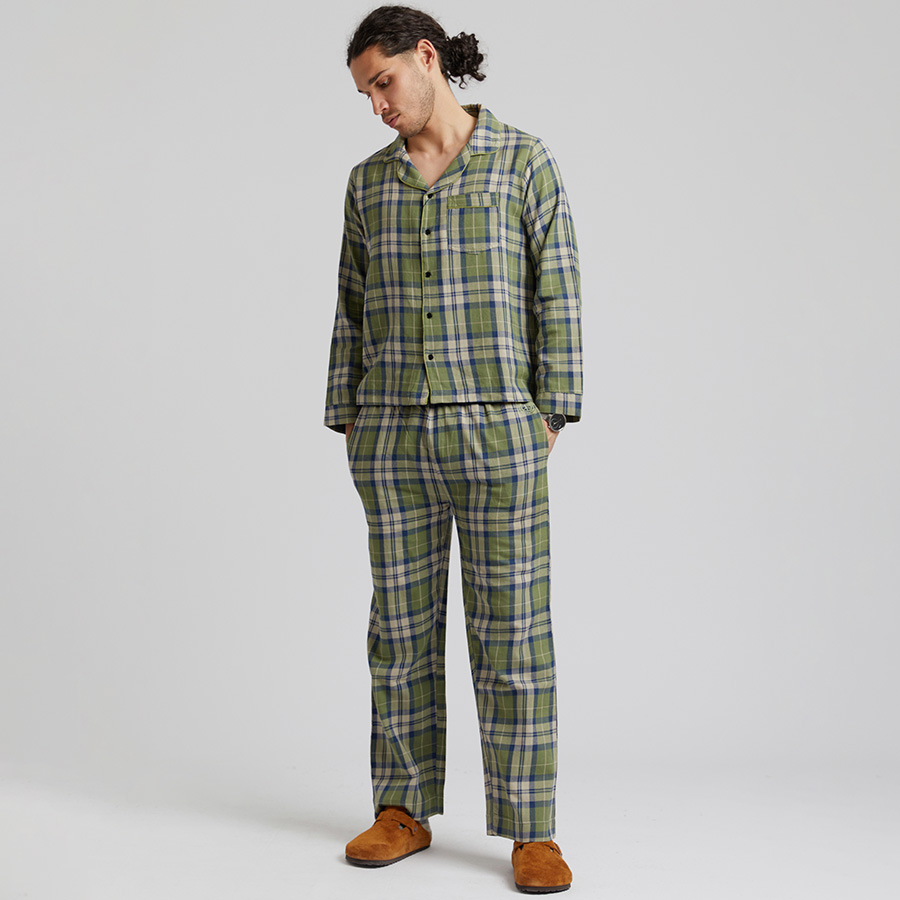 Komodo Mens Jim Jam Pyjama Set - Pine Green