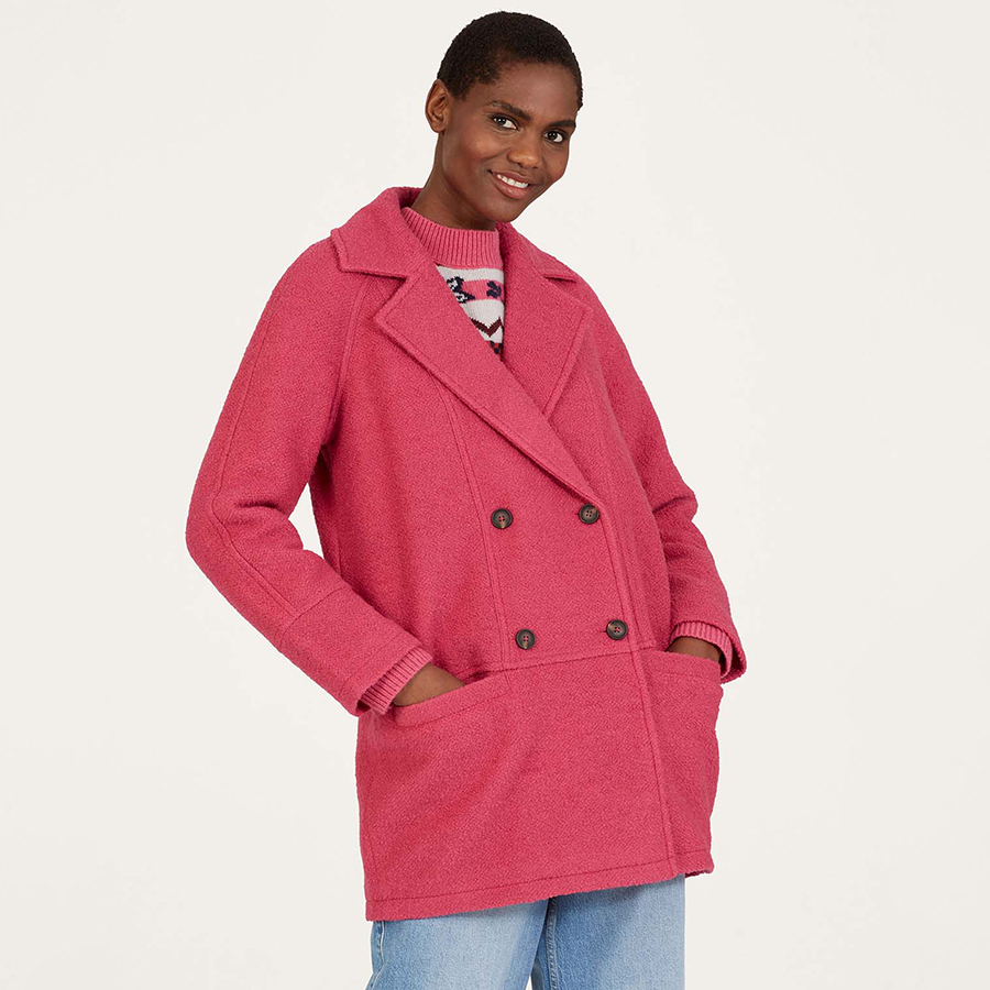 Thought Remi Wool and Recycled Polyester Coat - Radish Pink