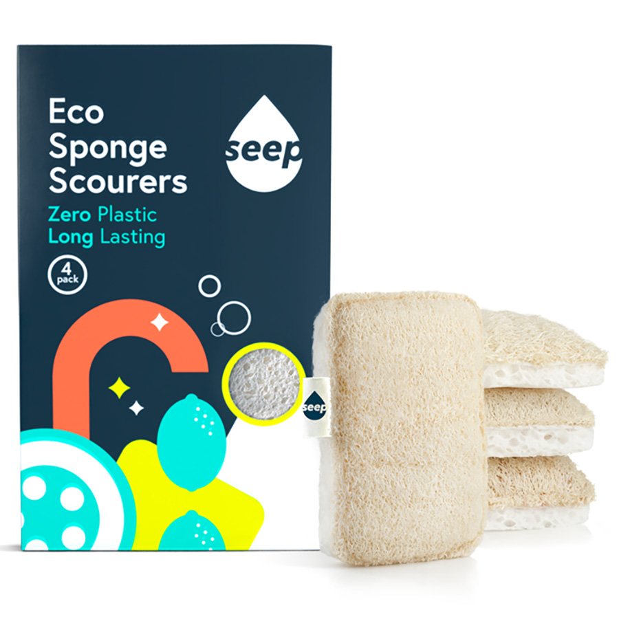 Seep Compostable Sponge and Loofah Scourer- 4 pack