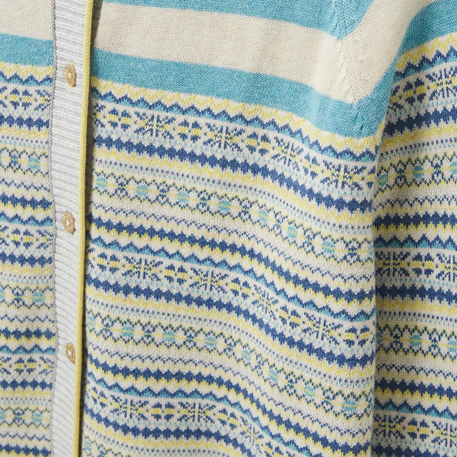White Stuff Organic Lulu Stripe Cardigan - Teal - White Stuff