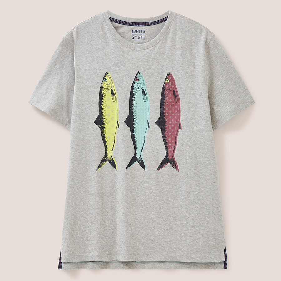 White Stuff Fairtrade Pattern Fish Graphic T-Shirt