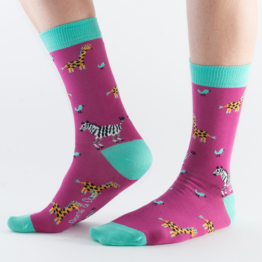 Doris & Dude Pink Zebra Socks - UK 3-7