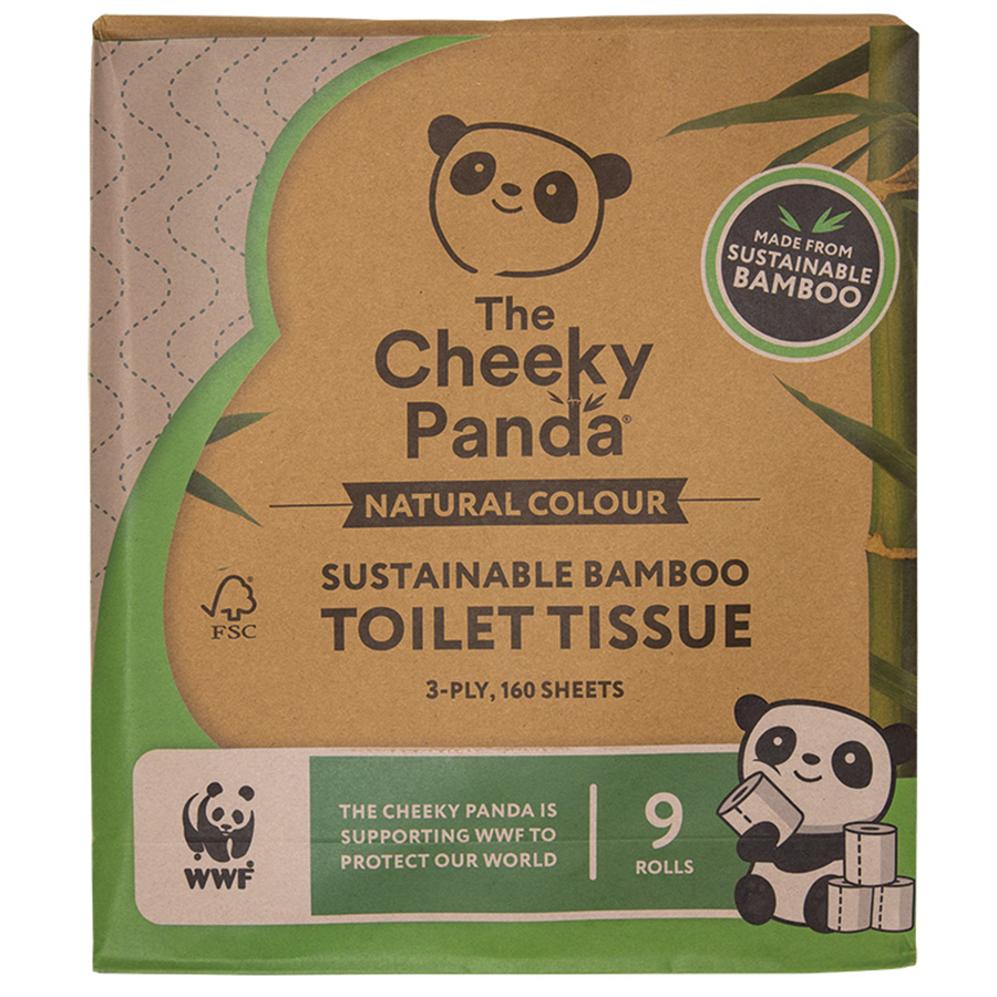 The Cheeky Panda Natural Colour Bamboo Toilet Tissue - 9 Rolls