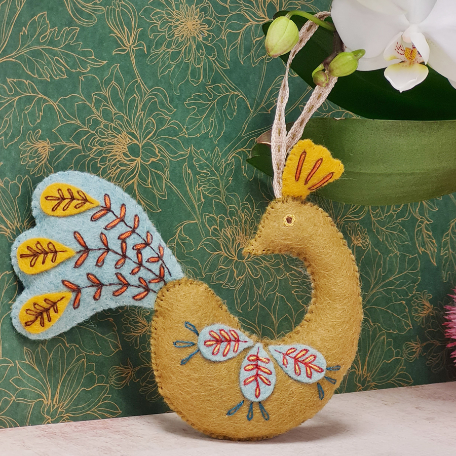 Felt Craft Mini Kit - Folk Embroidered Peacock