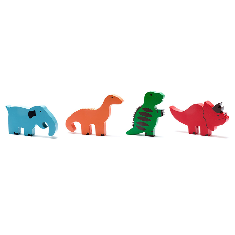 Fair Trade Wooden Dinosaur Toys - Set of 4