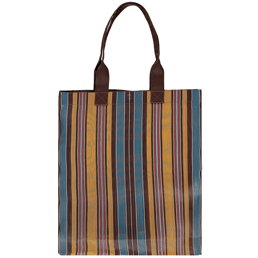 Recycled Woven Shopper - Indian Yellow  Saxe Blue & Rose Beige