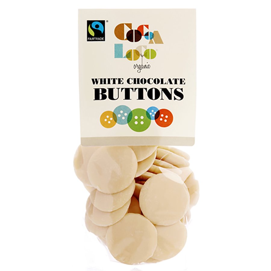 Cocoa Loco White Chocolate Buttons - 100g