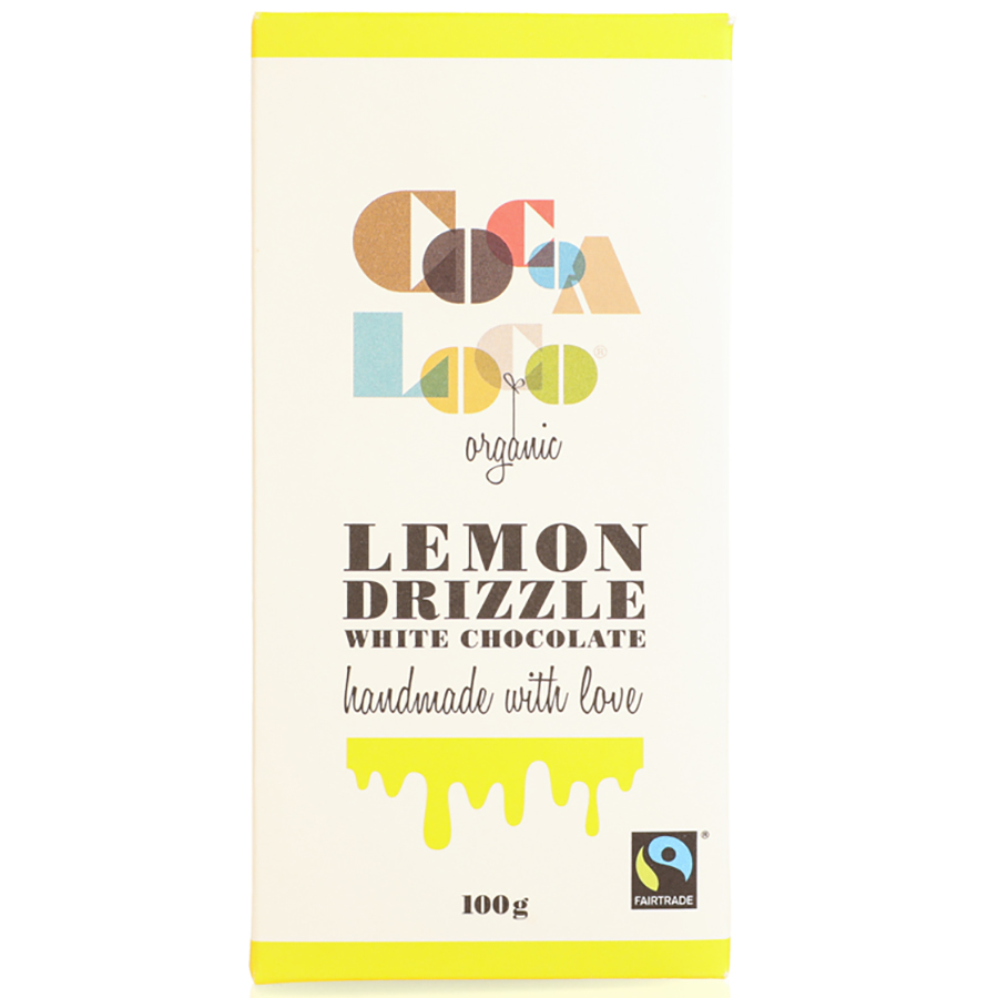 Cocoa Loco White Chocolate Lemon Drizzle Bar - 100g