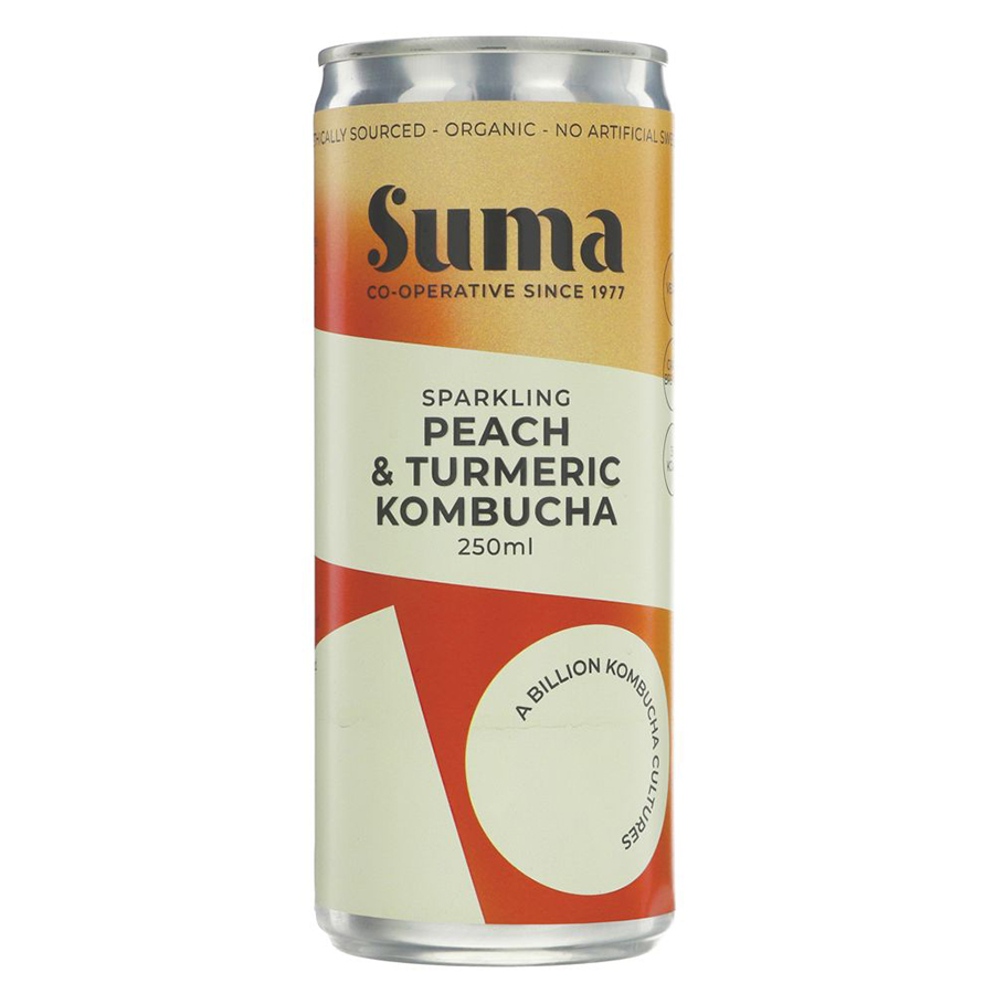 Suma Organic Sparkling Kombucha - Peach & Turmeric - 250ml
