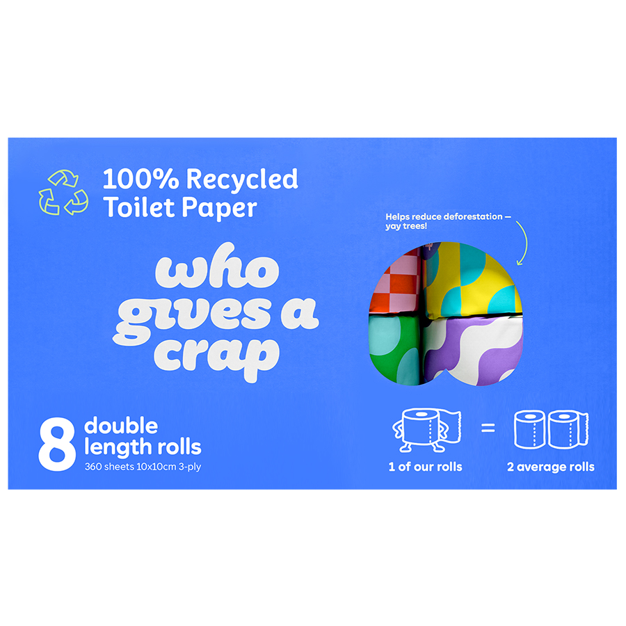 Who Gives a Crap Recycled Double Length Toilet Tissue - 8 Rolls