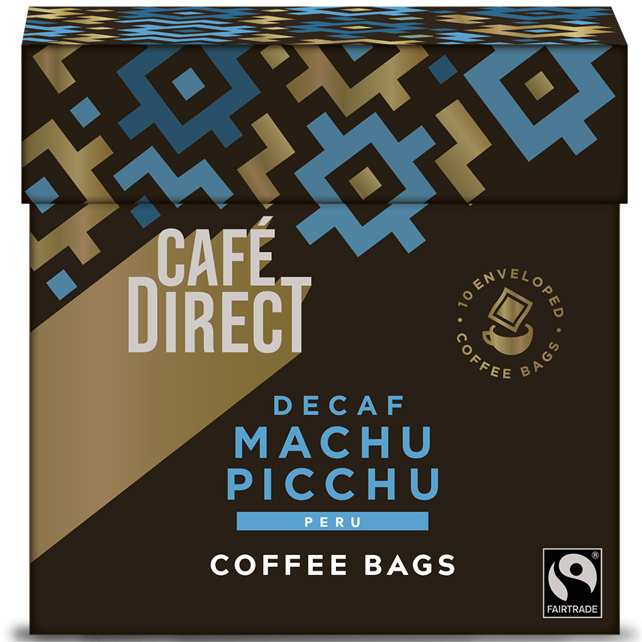 Cafedirect Fairtrade Machu Picchu Decaffeinated Coffee Bags - 10 x 7g
