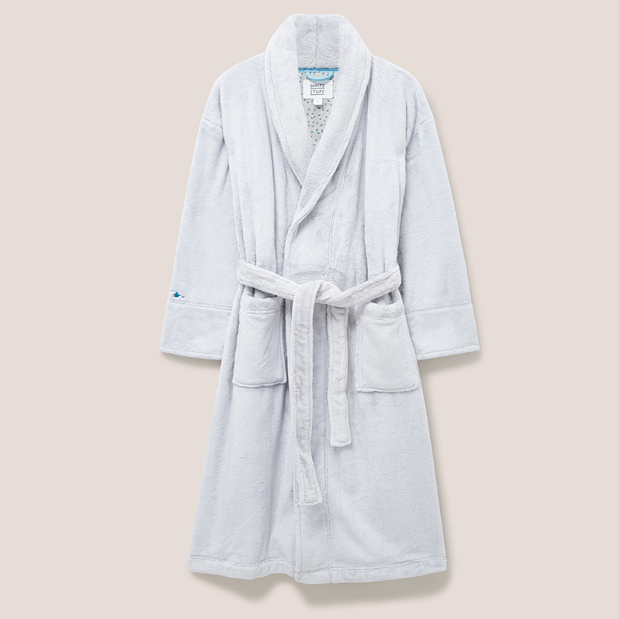 White Stuff Clover Cosy Recycled Dressing Gown - Light Grey