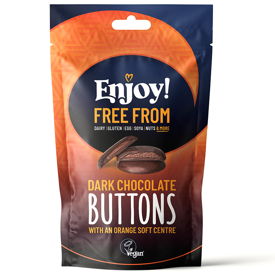 Enjoy! Dark Chocolate Buttons with Orange Soft Centre - 100g