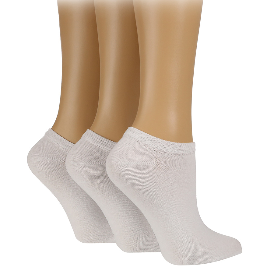 Tore Plain White Trainer Liner Socks - UK4-8 - 3 Pairs