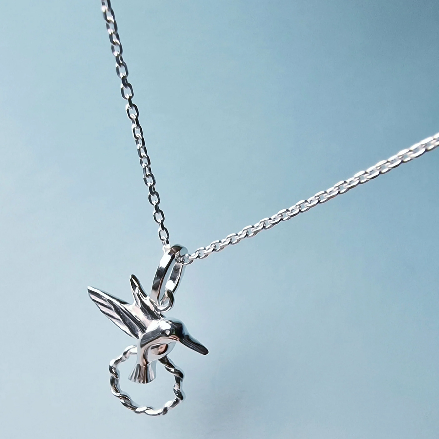 Vurchoo Silver Hummingbird Necklace