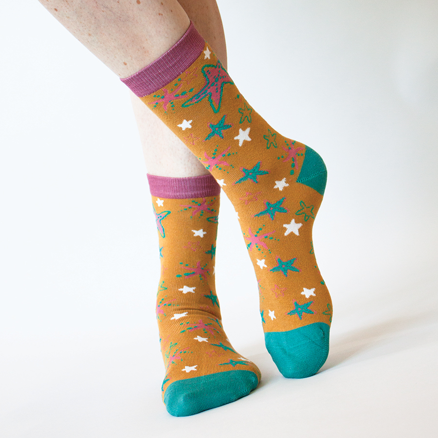 Nomads Starfish Bamboo Socks - Savannah - UK4-8