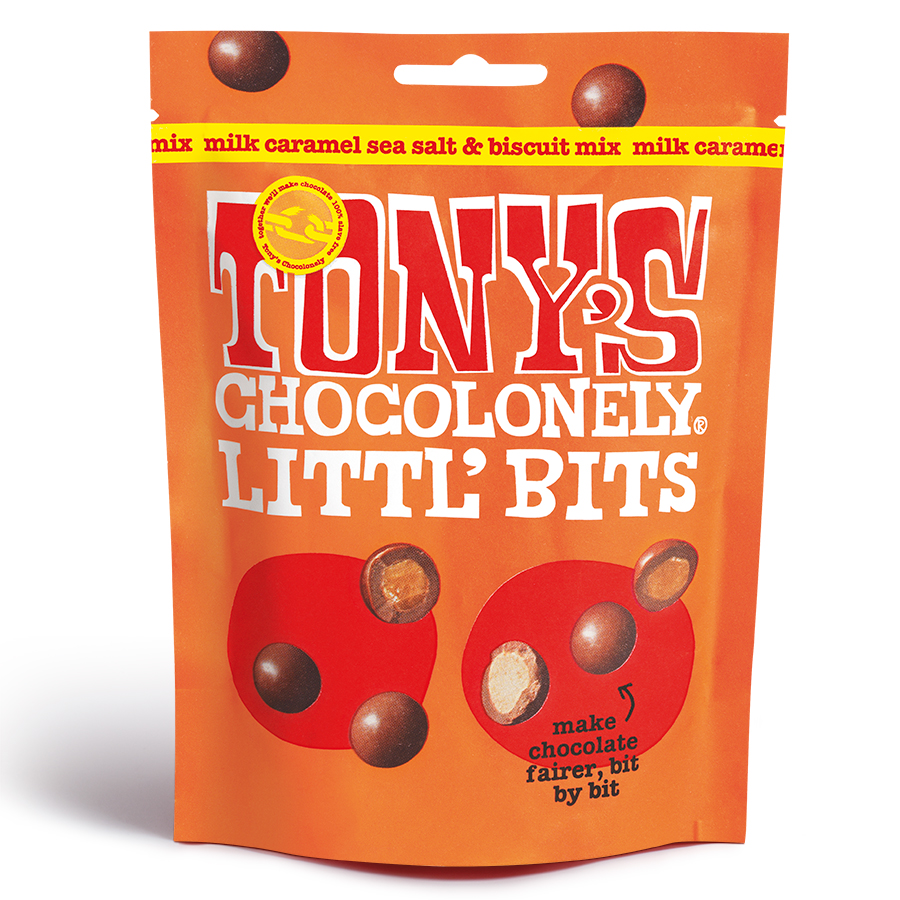 Tony's Chocolonely Littl' Bits Milk Caramel Sea Salt & Biscuit Mix - 100g