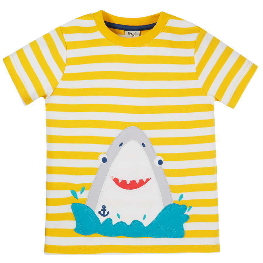 Frugi Sid Shark Applique T-Shirt