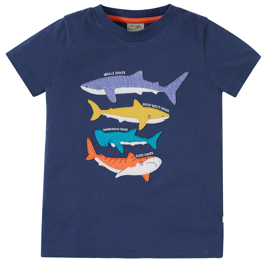Frugi Avery Sharks Applique T-Shirt