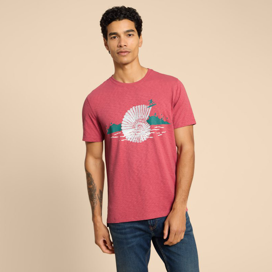 White Stuff Fairtrade Surf Shell Graphic Tee - Coral