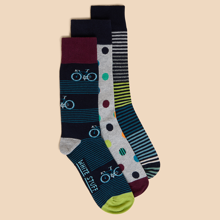 White Stuff Bicycle Ankle Socks - Pack of 3