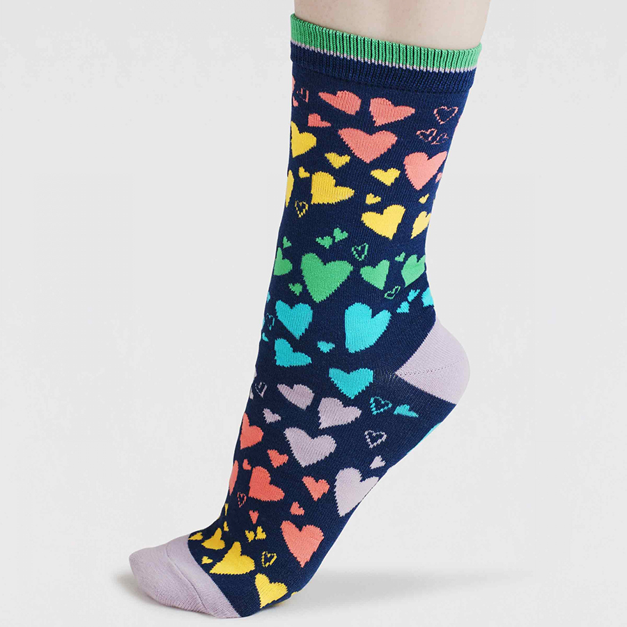 Thought Eva Heart Scatter Bamboo Socks - UK4-7