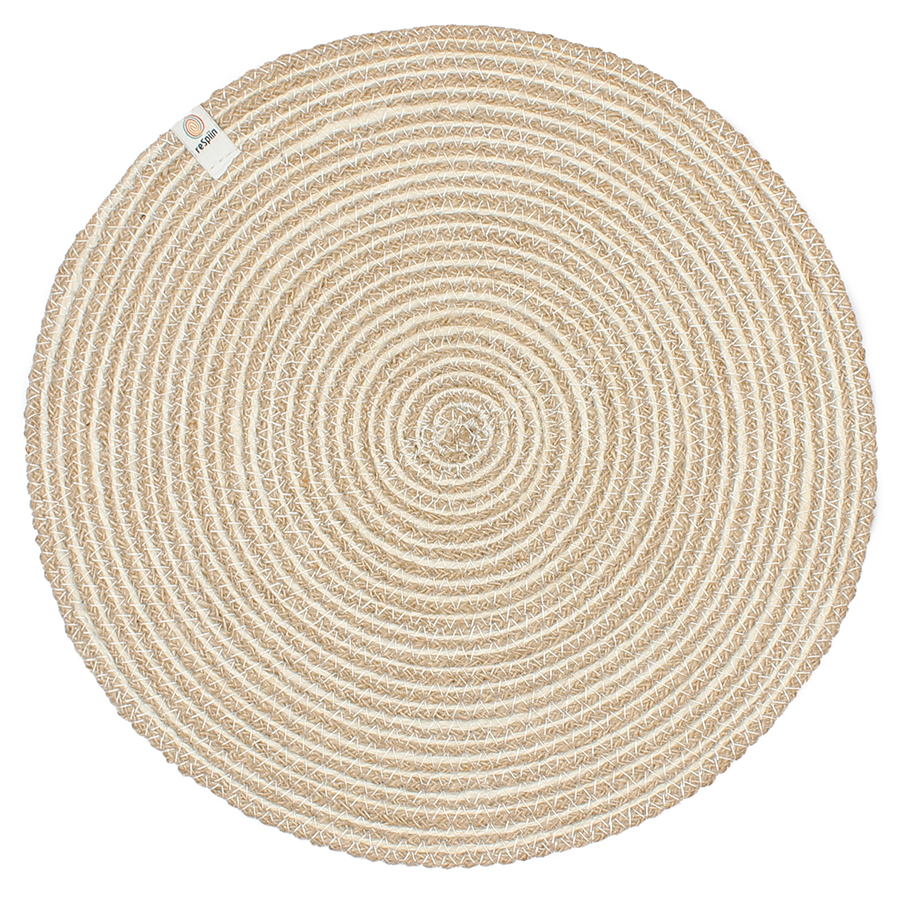 Respiin Spiral Jute Tablemat - Natural & White