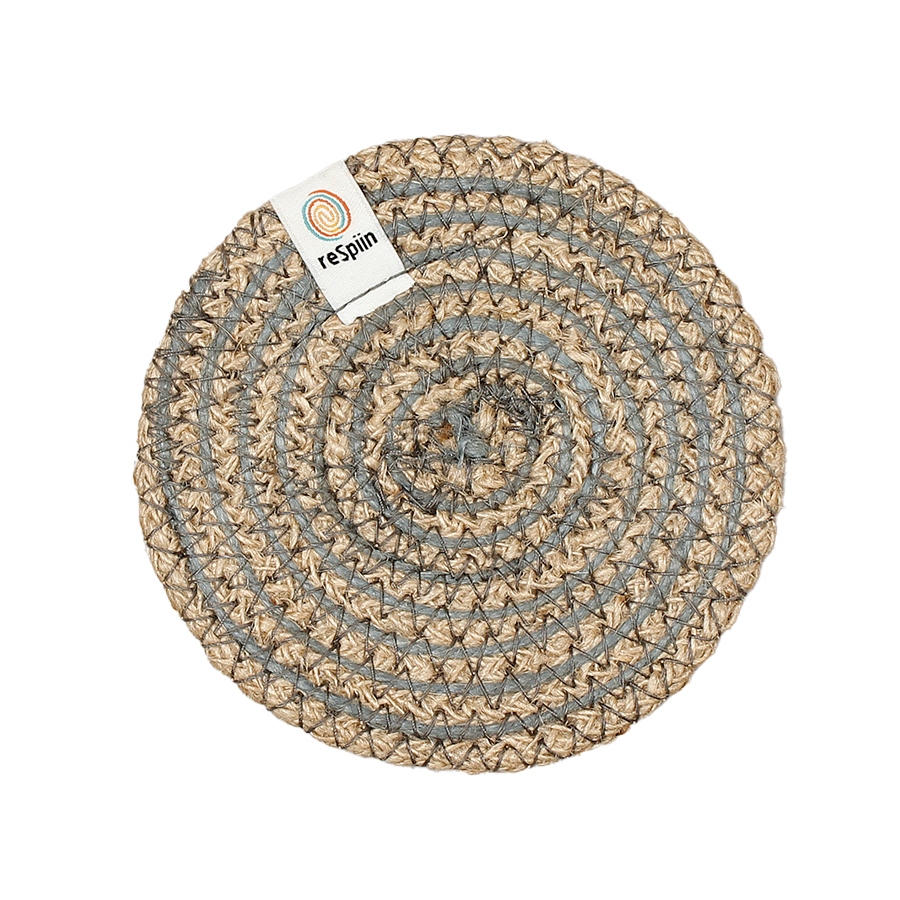 Respiin Spiral Jute Coaster - Natural & Grey