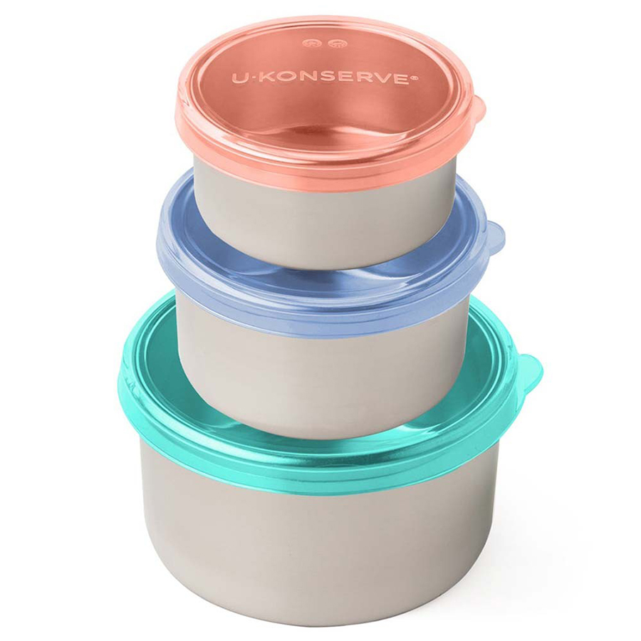 U-Konserve Nesting Round Containers with Silicone Lids - Tropical Sky - Set of 3