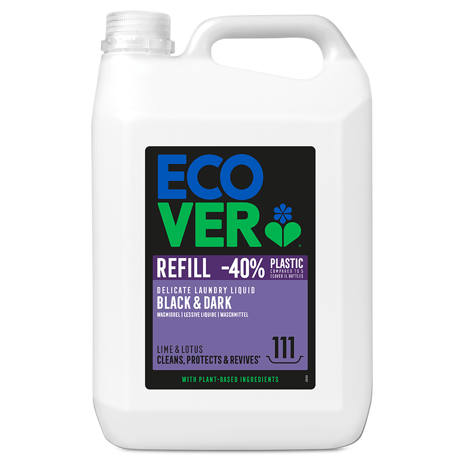 Image of Ecover Black & Dark Delicate Laundry Liquid Refill - Lime & Lotus - 5L - 111 Washes