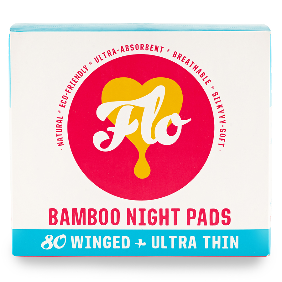 FLO Natural Bamboo Night Pads Megapack - Pack of 80