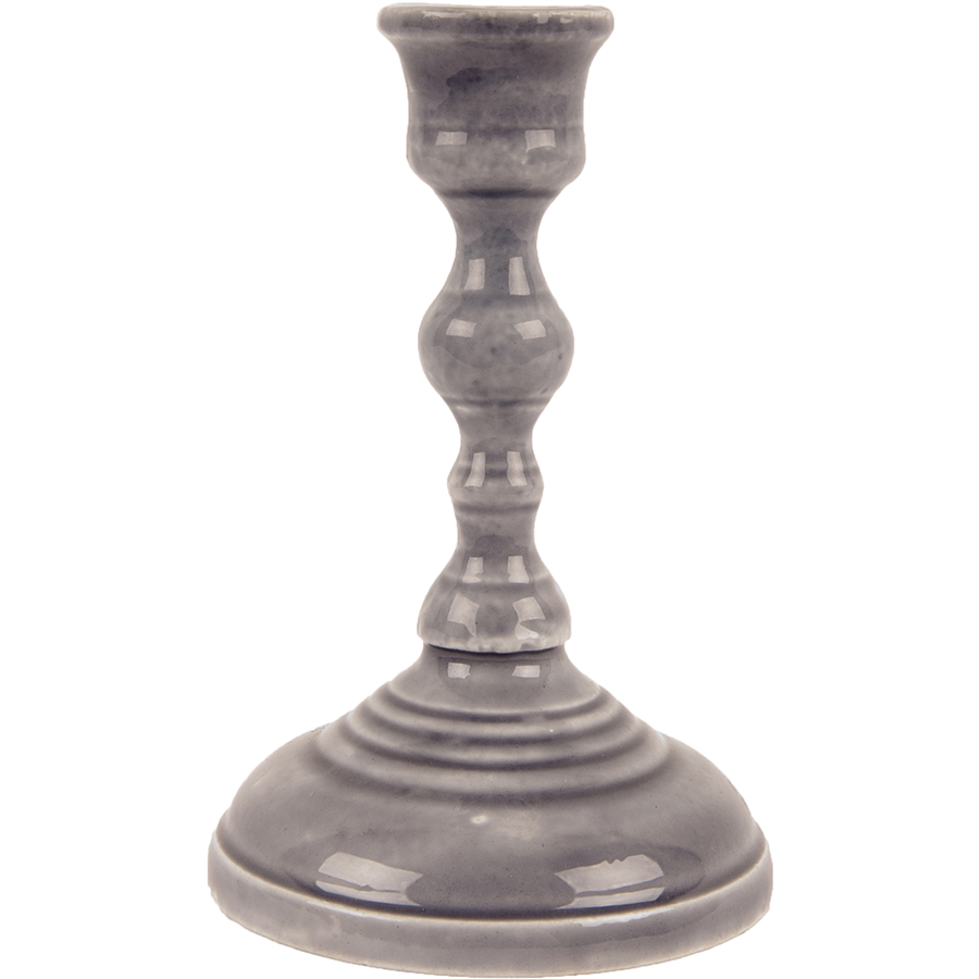 Ian Snow Moulded Metal Ceramic Candle Holder - Grey