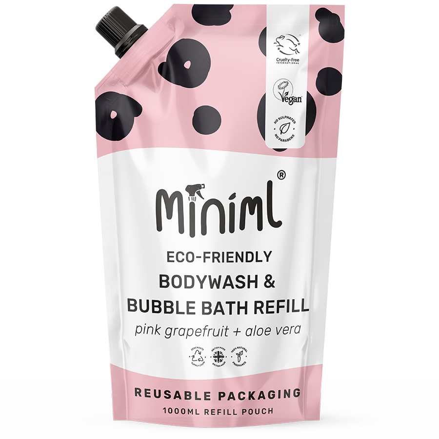 Miniml Bodywash & Bubble Bath - Pink Grapefruit & Aloe Vera - 1L Refill
