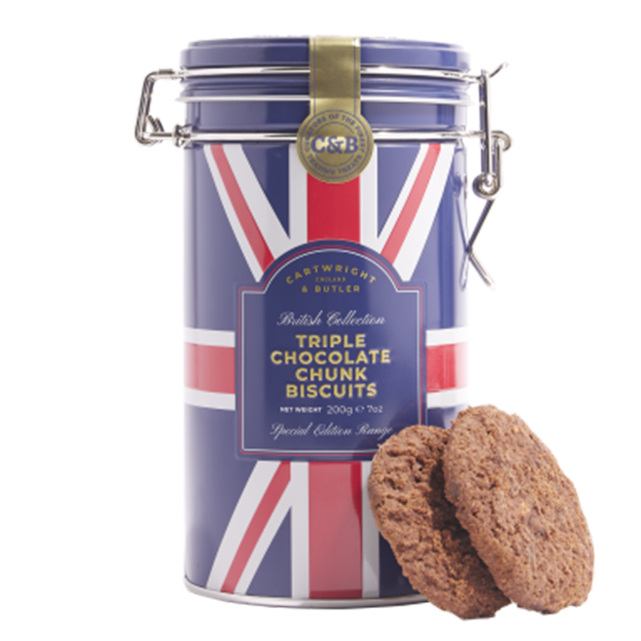 Cartwright & Butler Great British Collection - Triple Chocolate Chunk Biscuits in Tin - 200g
