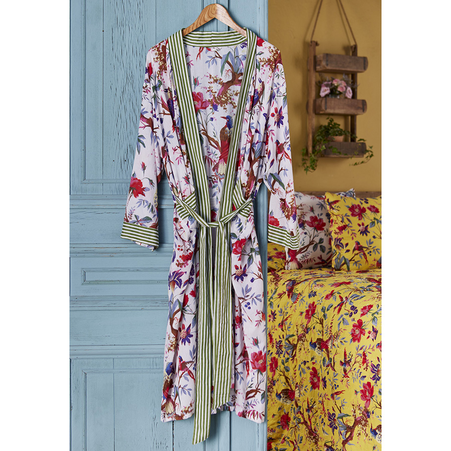 Bird of Paradise Dressing Gown - White