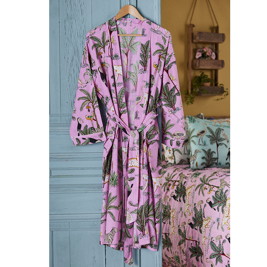 Jungle Print Dressing Gown - Pink