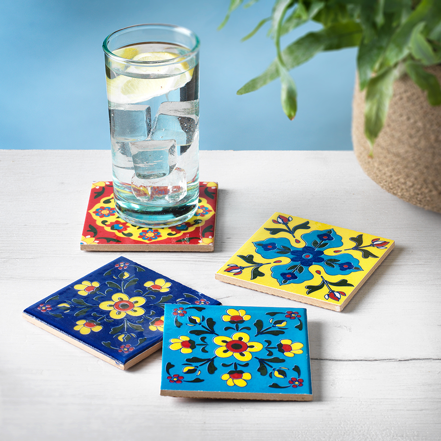 Square Ceramic Coasters - Set of 4