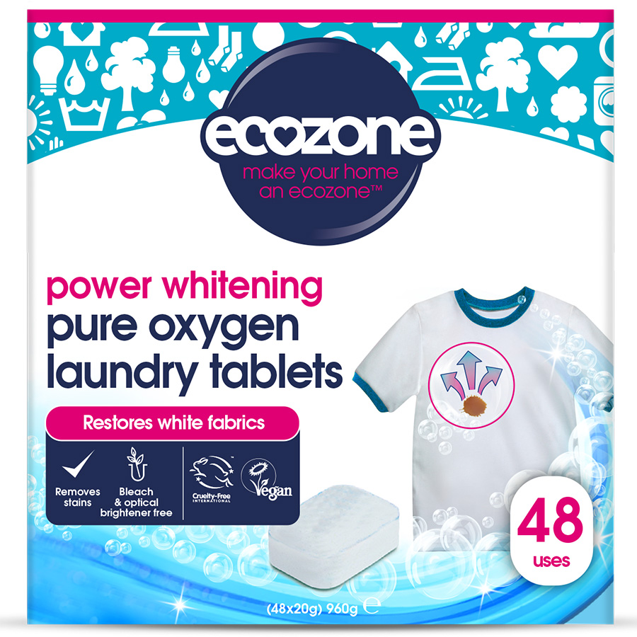 Ecozone Pure Oxygen Laundry Tablets - Power Whitening - 48 Tablets