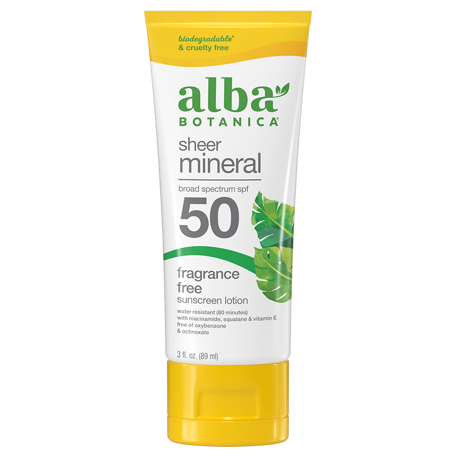 Alba Botanica Sheer Mineral Fragrance Free Sunscreen SPF50 - 89ml