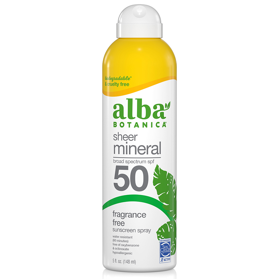 Alba Botanica Sheer Mineral Fragrance Free Sunscreen Spray SPF50 - 148ml