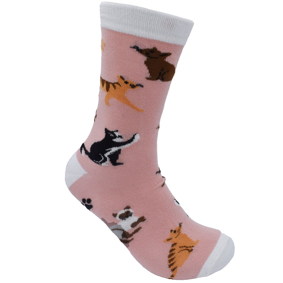 Fair Trade Pink Cat Bamboo Socks - UK3-7