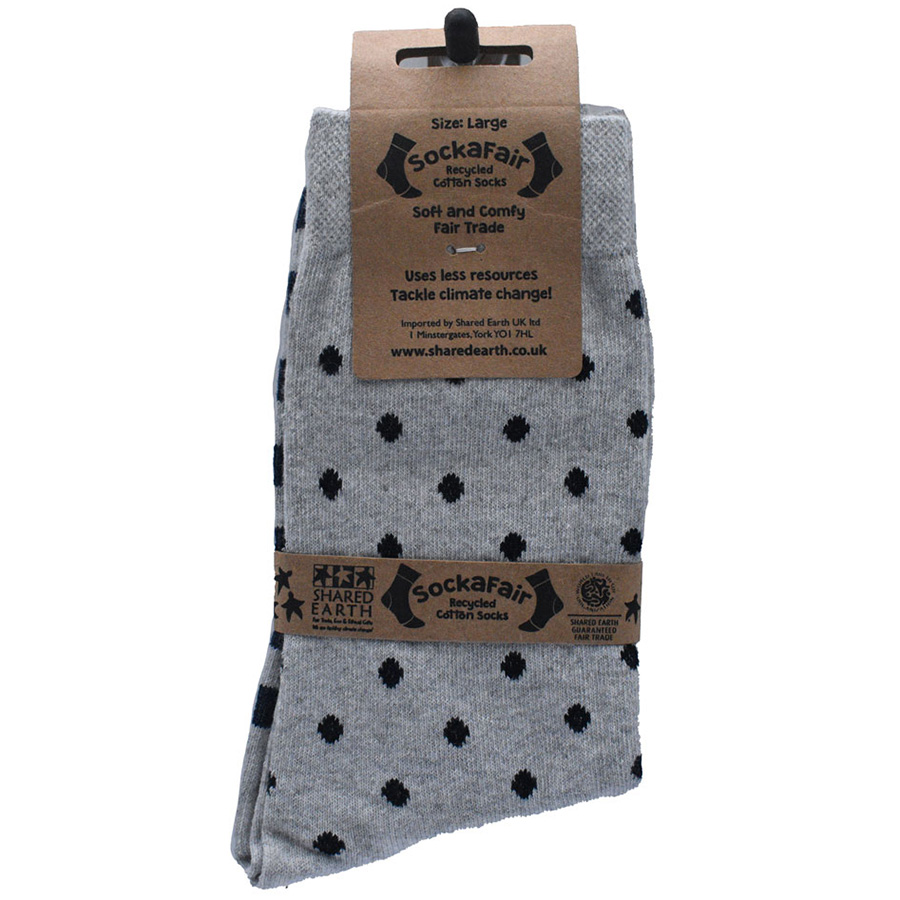 Fair Trade Recycled Socks - Stripes & Dots - UK 7-11