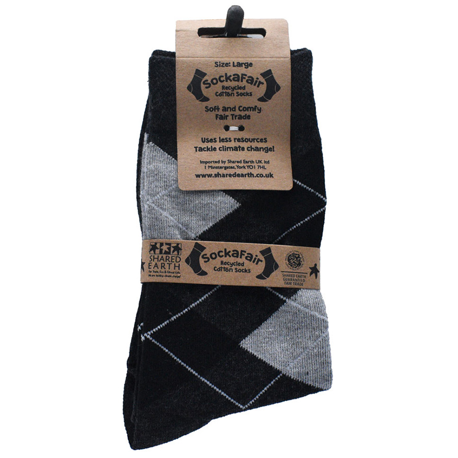 Fair Trade Recycled Socks - Argyle - UK 7-11